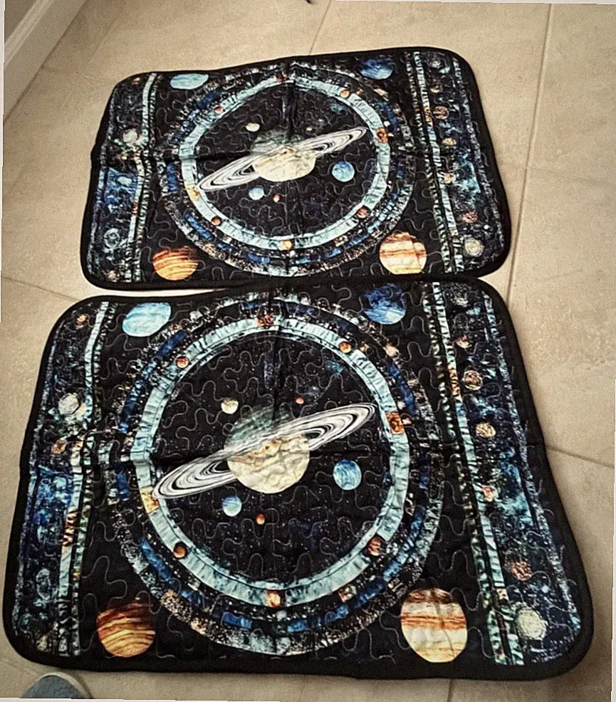 2 NEW space themed with planets standard pillow shams