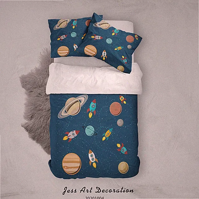 3D Planet Space Illustration Quilt Cover Set Bedding Sets Pillowcases Queen