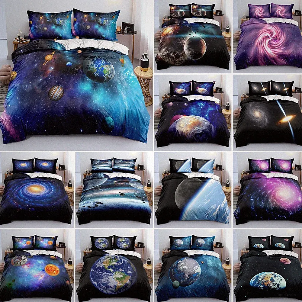 3D Space Planet Quilt Duvet Cover & Pillowcases Twin Full Queen King Bedding Set