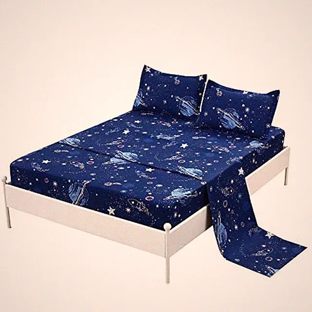 4 Pcs Bedding Set Space Galaxy Sheets,Planets Stars Queen Set for Teens Boys...