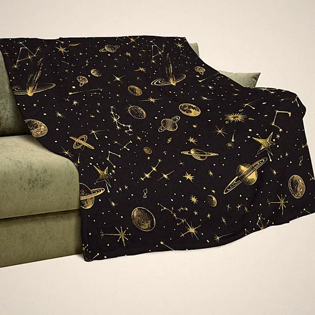Abstract Moon Planet Soft Warm Cozy Blanket, Fantasy Space Star Galaxy Lightwe