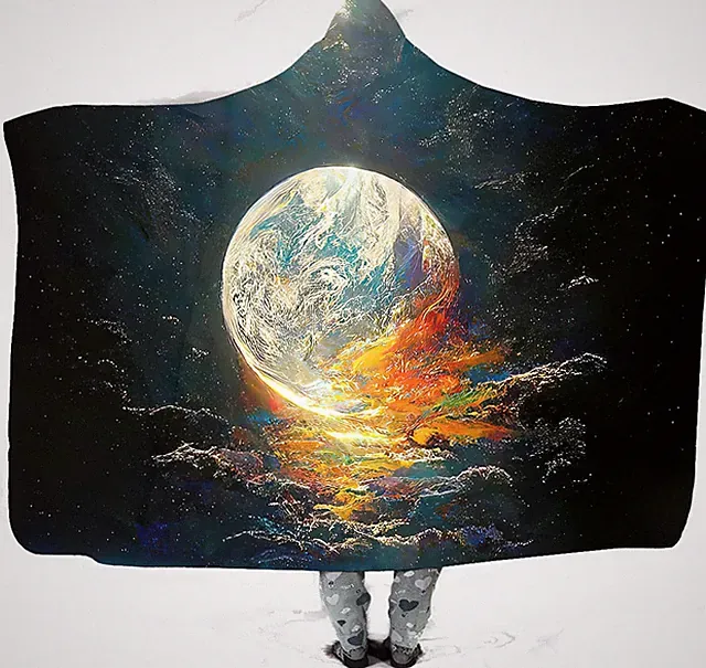 Amazing Earth Beautiful Planets in Space Hooded Blanket, Very Warm #12