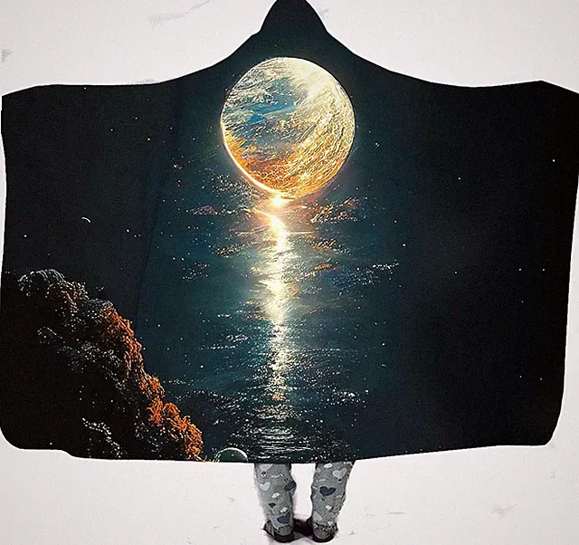 Amazing Earth The Sun Reflecting Off A Planet in Space Hooded Blanket #14