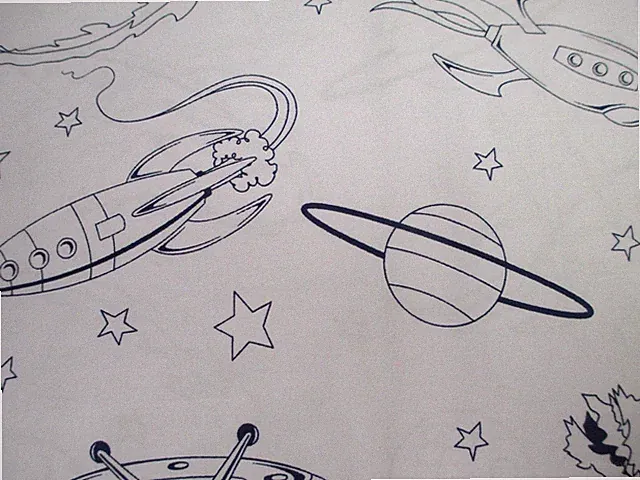 BOY ZONE Kids Rocket Space Planet Star UFO White Blue Sheet Set - Full