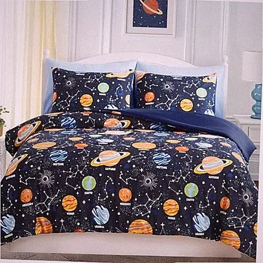 Comforter Set for Boys-5 Pieces Space Glow in the Dark Bedding Twin Planet