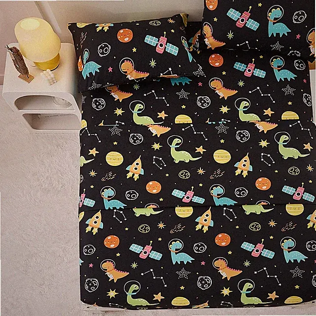 Dinosaur Space Twin Sheets Set for Boys, Kids Cute Planet Printed