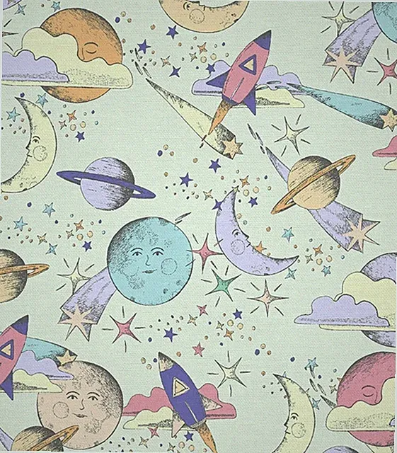 Dreamy•Outer Space, Planets, Galaxy Fabric!100% Cotton 1yd *BTY•Cream•Fast Ship!