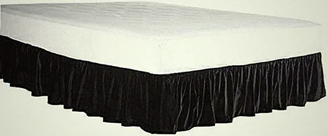 Elastic Velvet Bed Skirt Dust Ruffled Easy Fit Bed Skirt (BLACK, Queen 14" Drop)