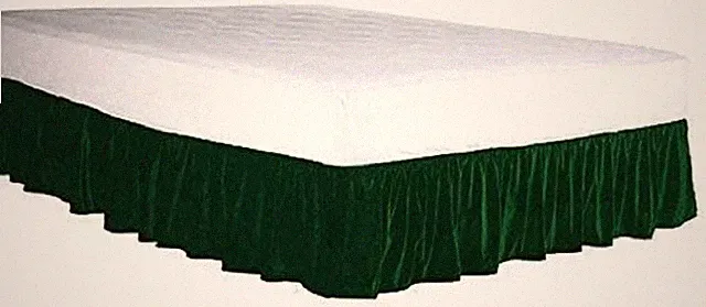 Elastic Velvet Bed Skirt Dust Ruffled Easy Fit Bed Skirt (Green, Queen-14" Drop)