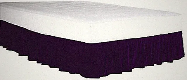 Elastic Velvet Bed Skirt Dust Ruffled Easy Fit Bed Skirt Purple, Queen 14" Drop