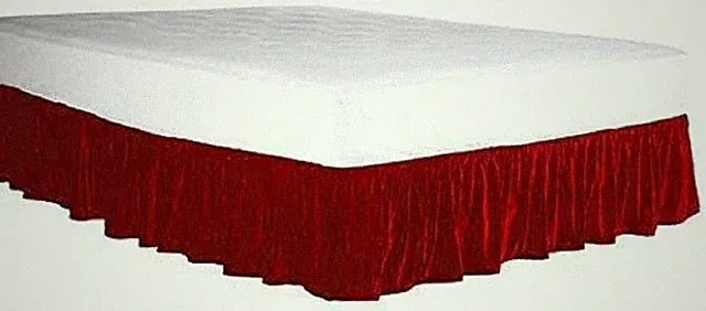 Elastic Velvet Bed Skirt Dust Ruffled Easy Fit Bed Skirt (RED, Queen - 14" Drop)