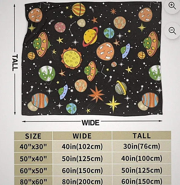 Galaxty Space Planet Stars Pattern Throw Blanket Fleece Blankets Plush Blanket