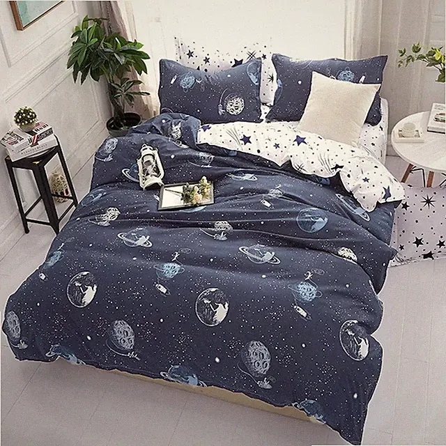 Galaxy Duvet Cover Set Queen, Planet Microfiber for Teen Kids Boys