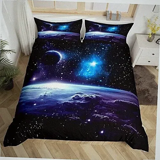 Galaxy Outer Space Duvet Cover, Universe Planet Bedding Set for King Multi 42