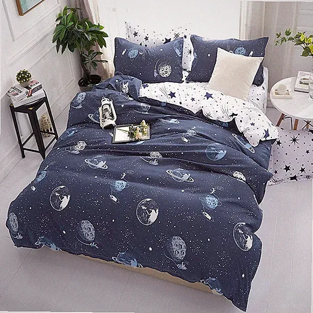 Galaxy Space Bedding Twin Boy, Microfiber Planet Boy Duvet Cover Twin Gift fo...