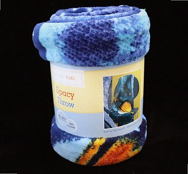 Galaxy Space Planets Stars Rockets Throw Blanket WonderKids 50 x 60 Kmart NOS