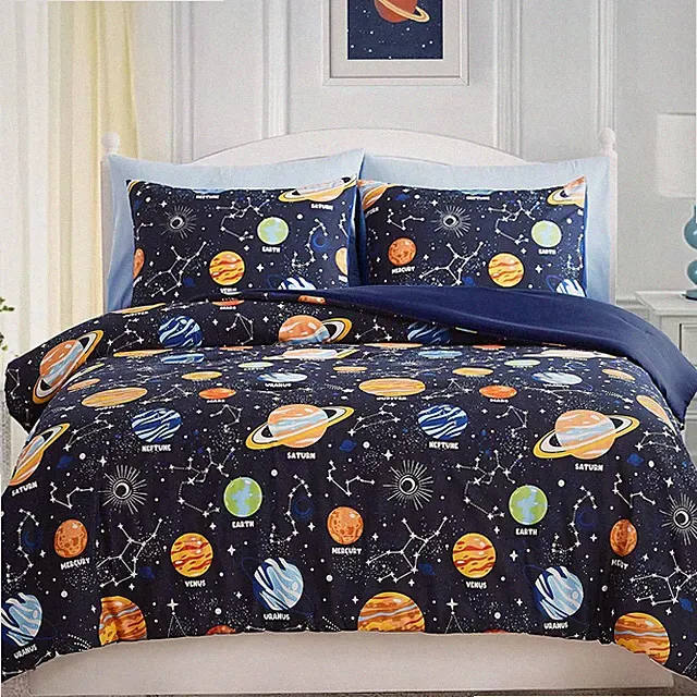 Glow in the Dark Space Comforter Set for Boys - 7 Piece Bedding Set