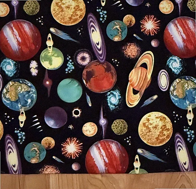 Handmade PLANETS OUTER SPACE Cotton Fabric Standard Pillowcase red black multi
