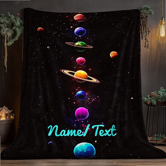 ized Solar System Blanket - Custom NameText with 8 Planets (for MERCURY to Nep