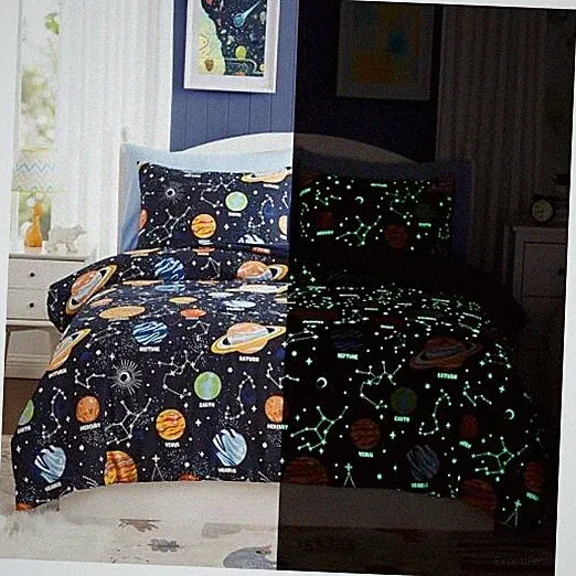Kids Comforter Set - 5 Pieces Bedding Sets for Boys, Glow in The Twin Planet