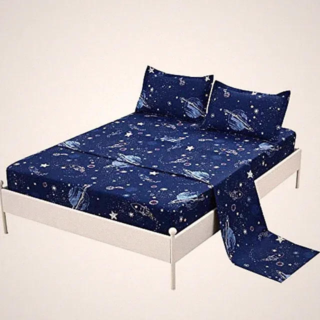 MAG 4 Pcs Bedding Set Space Galaxy Sheets,Planets Stars Queen Sheet Set for K...