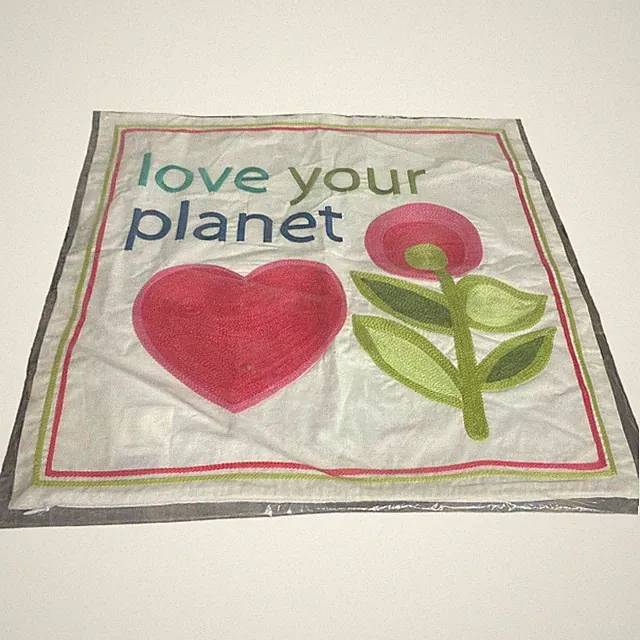 PB Teen Love Your Planet Pillow Cover Sham Square 18 x 18 New Pottery Barn