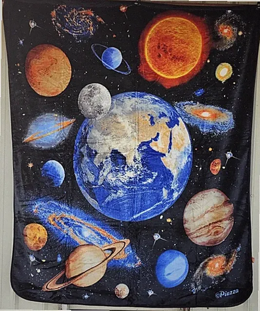 PLANET SOLAR SYSTEM EARTH SATURN MARS JUPITER VENUS STAR QUEEN BLANKET BEDSPREAD