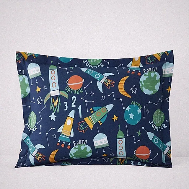 Planets and Rockets Classic Cool Organic Cotton Percale Sham(Navy Multi)|6221