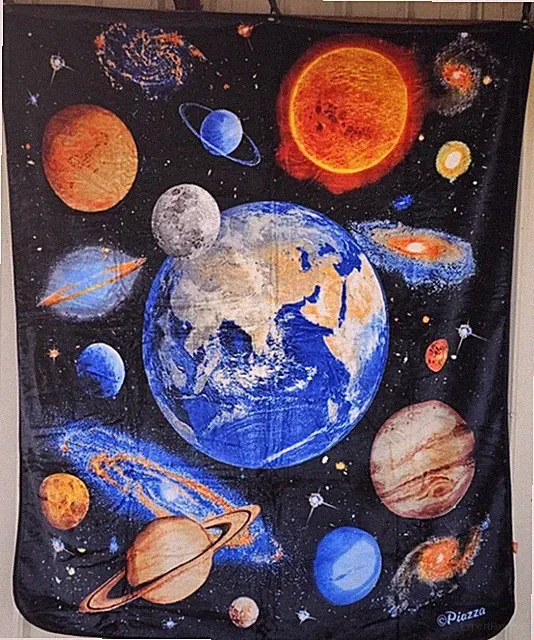 PLANETS SOLAR SYSTEM EARTH SATURN MARS JUPITER VENUS STARS QUEEN SIZE BLANKET