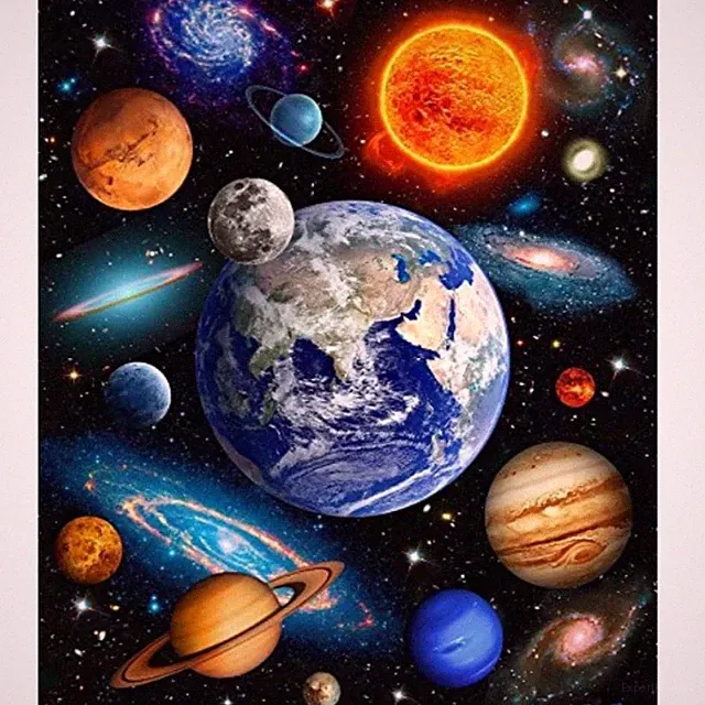 Plush Queen Size Space Planets Blanket - Extremely Soft - Solar Power