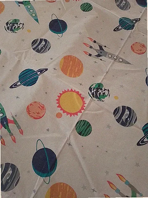 Pottery Barn Kids Solar System Toddler Flat Sheet White Space Rocket Planet Star