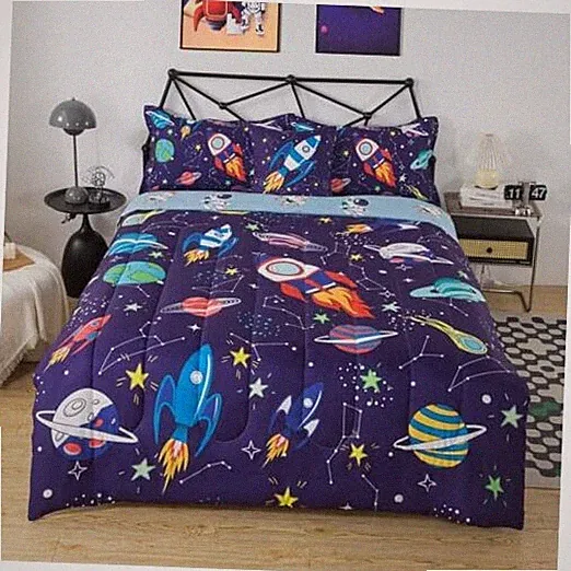Space Planets Comforter Twin for Kids Boys 6 Pieces Twin(6Pcs) Space Rocket