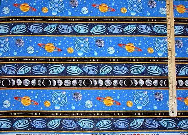 Starlight Solar System Outer Space Planets Stripe Fabric by the 1/2 Yard #1035M