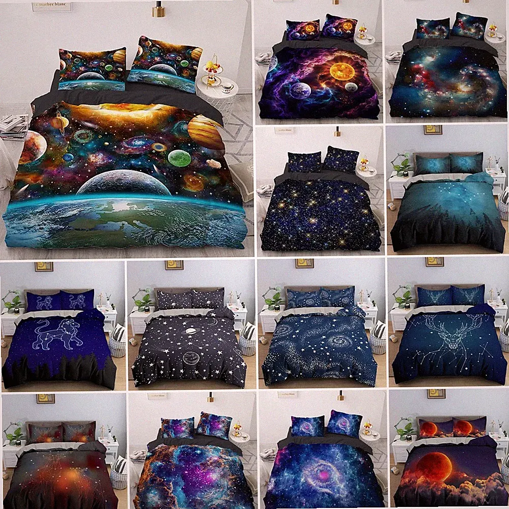 Starry Planet Duvet Cover Set Pillowcase Twin Full Queen King Sizes Quilt Covers
