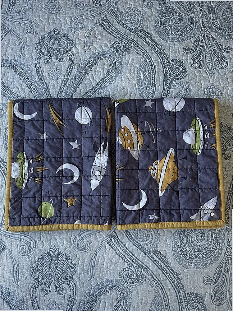 The Big One Kids 2 Pillow Shams Outer Space Rocket Ship Star Planet Design