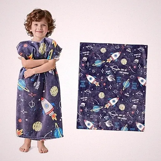 Toddler Fleece Blanket for Boys Kids 3D Rocket Planets Soft 50"x60" Space