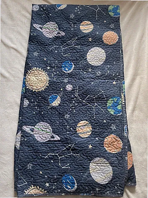 Vintage Retro Celestial Outerspace Planet Print Quilted Bedding and Sham Set